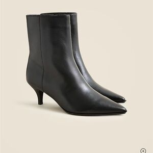 As new, J Crew Stevie black leather ankle boots with kitten heel, size 11